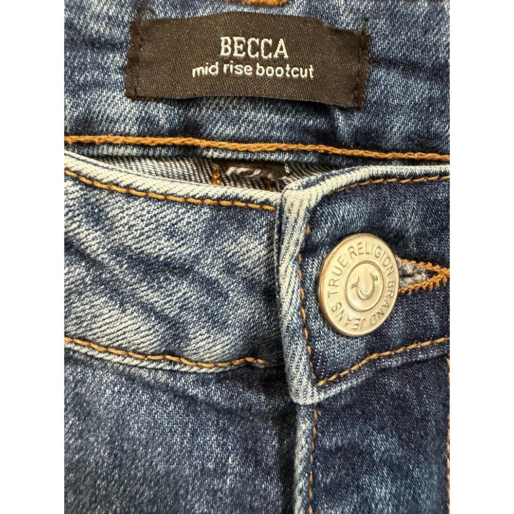 True Religion Becca Mid Rise Bootcut Jeans Medium Wash Blue 33 -See Measurements - Picture 3 of 8